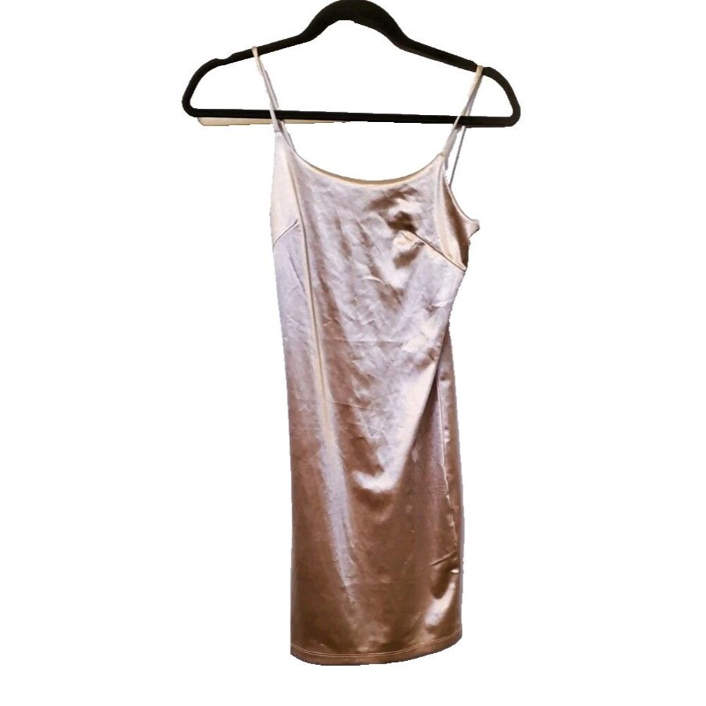 Popular 21 Small Champagne Ivory Slip Dress Stretch Bodycon Indie Sleaze